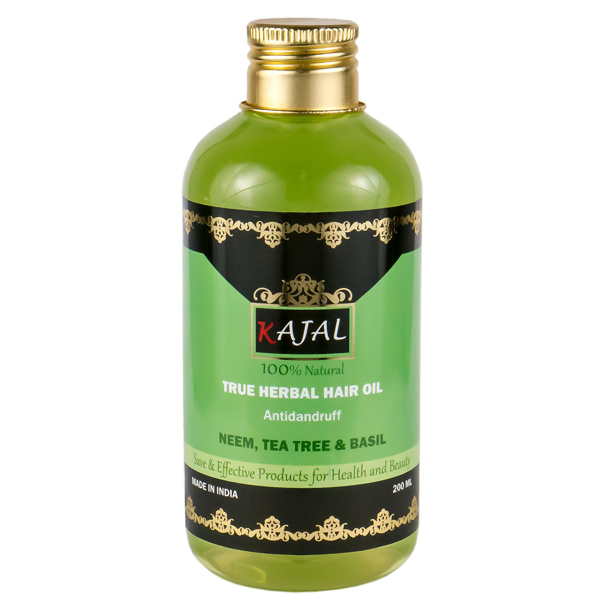 True Herbal Hair Oil  NEEM, TEA TREE & BASIL, Kajal (Травяное масло для волос от перхоти НИМ, ЧАЙНОЕ ДЕРЕВО И БАЗИЛИК, Каджал), 200 мл. - СРОК ГОДНОСТИ ПО ДЕКАБРЬ 2023 ГОДА