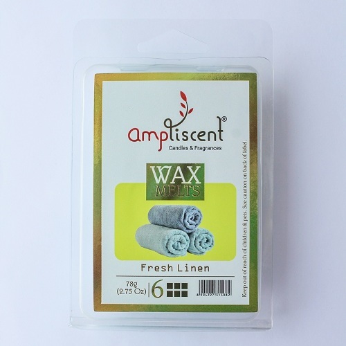 Wax Melts FRESH LINEN, AmpLiscent (Аромавоск для аромалампы СВЕЖИЙ ЛЕН), уп. 78 г. (6 кубиков)