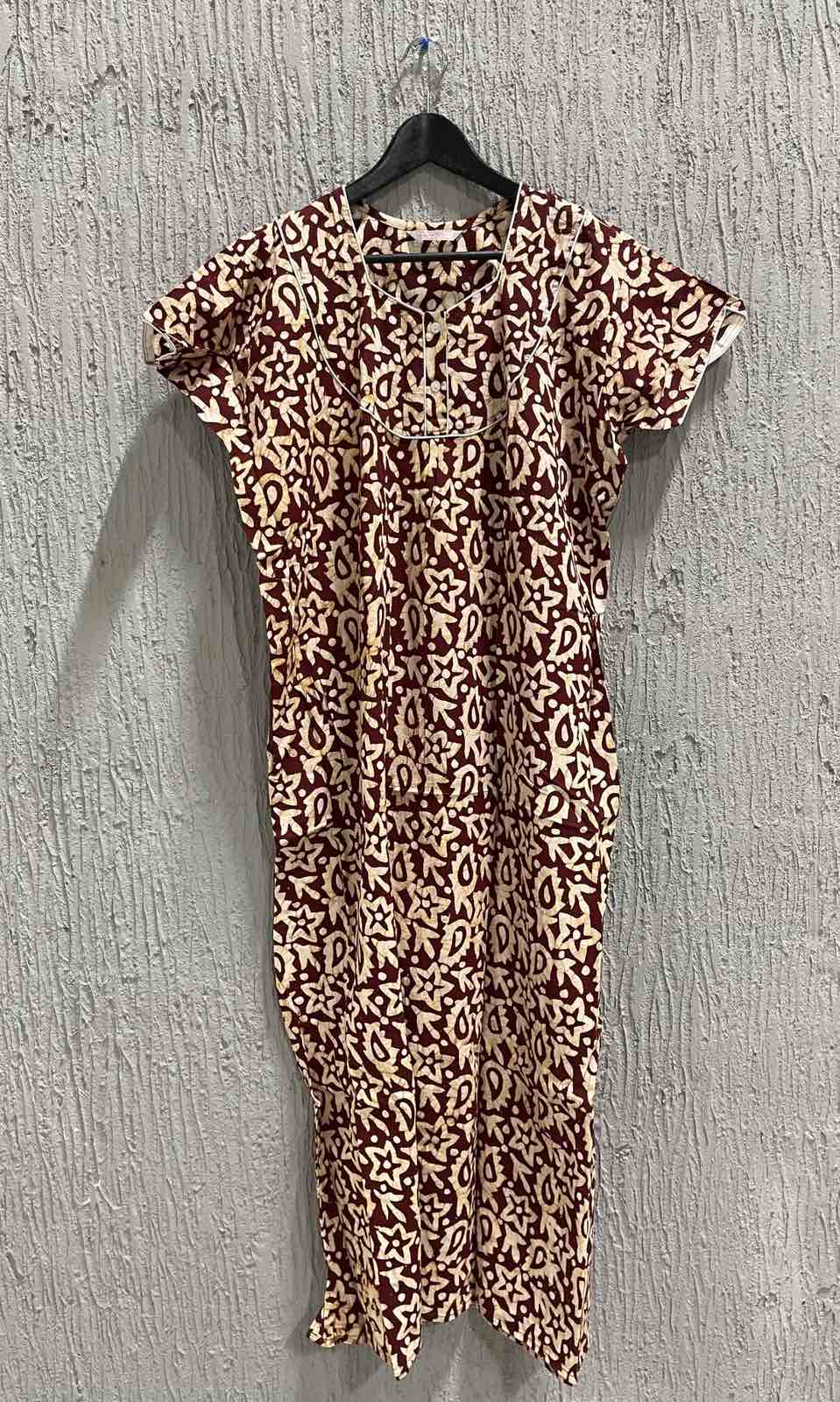 Хлопковое индийское длинное платье, цвет КОРИЧНЕВЫЙ (размер free size, хлопок 100%), Sew in Style, 1 шт.