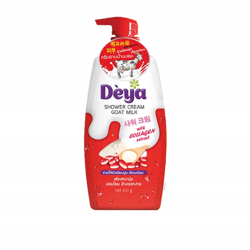 DEYA Shower cream Goat Milk WITH COLLAGEN EXTRACT, Carebeau (Крем для душа Козье молоко С ЭКСТРАКТОМ КОЛЛАГЕНА (+ мочалка), Кеабью), 850 г.