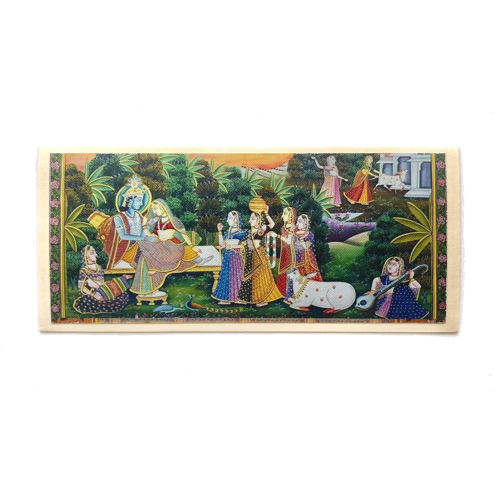 Подарочный индийский конверт КРИШНА И РАДХА НА ТОПЧАНЕ (размер 18,5 х 8,5 см.), 1 шт.
