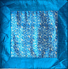 Индийский БОЛЬШОЙ чехол для подушки ВОСТОЧНЫЕ ОГУРЦЫ В РАМКЕ, цвет СИНИЙ (полиэстер, с обратной стороны однотонный на завязках, размер 58 на 58 см.), 1 шт.